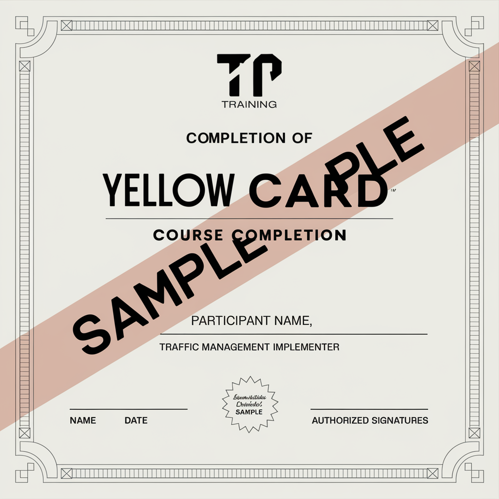 Sample certificated of Traffic Management Implementer Yellow Card