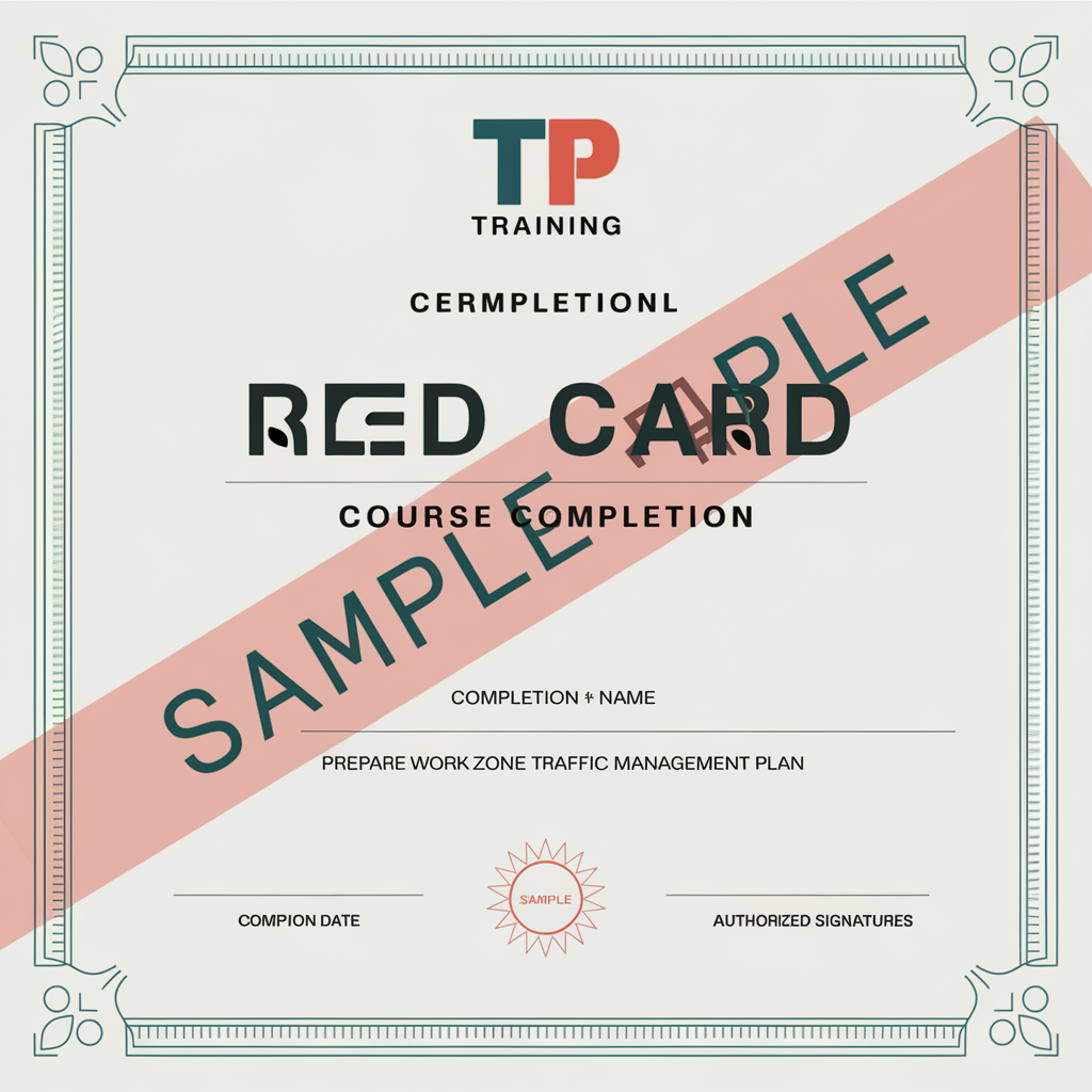 sample of certificated Prepare Work Zone Traffic Management Plan Red Cad